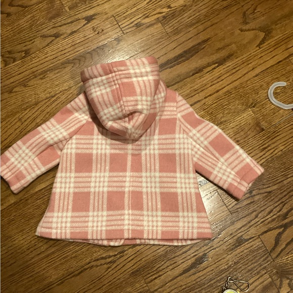 NWOT OLD NAVY GIRLS PINK & IVORY PLAID HOODED COAT SZ. 3-6 M - Picture 11 of 16